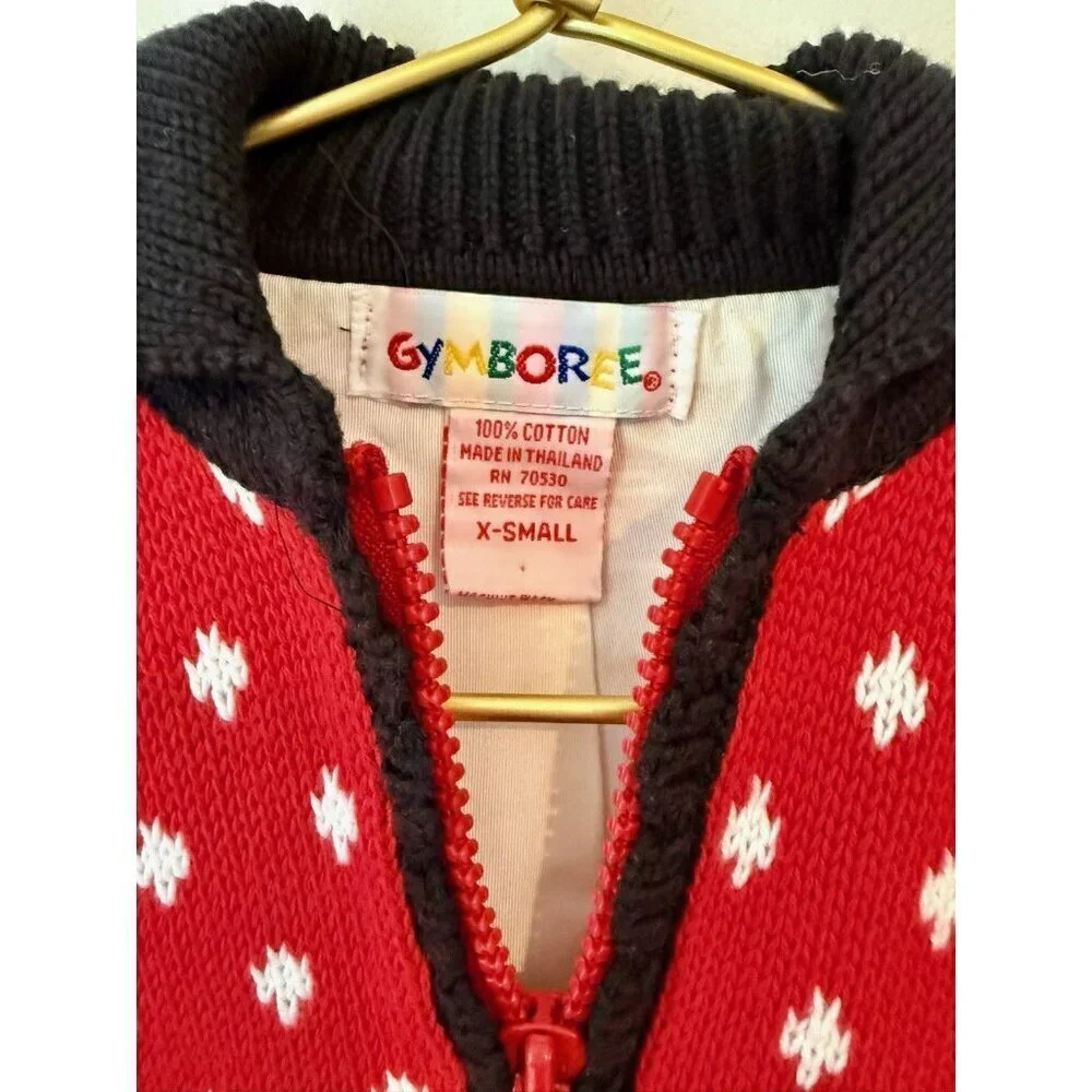 Vintage Gymboree Sweater Red White Winter Kids xs 90s